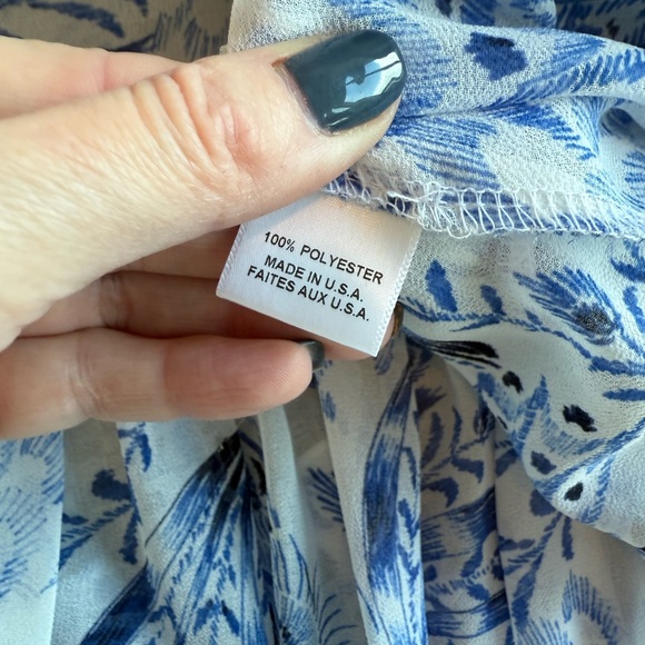 Misa Los Angeles Lilian Ruffle Mini Dress in Blue and White Peacock Print size M - Picture 7 of 7